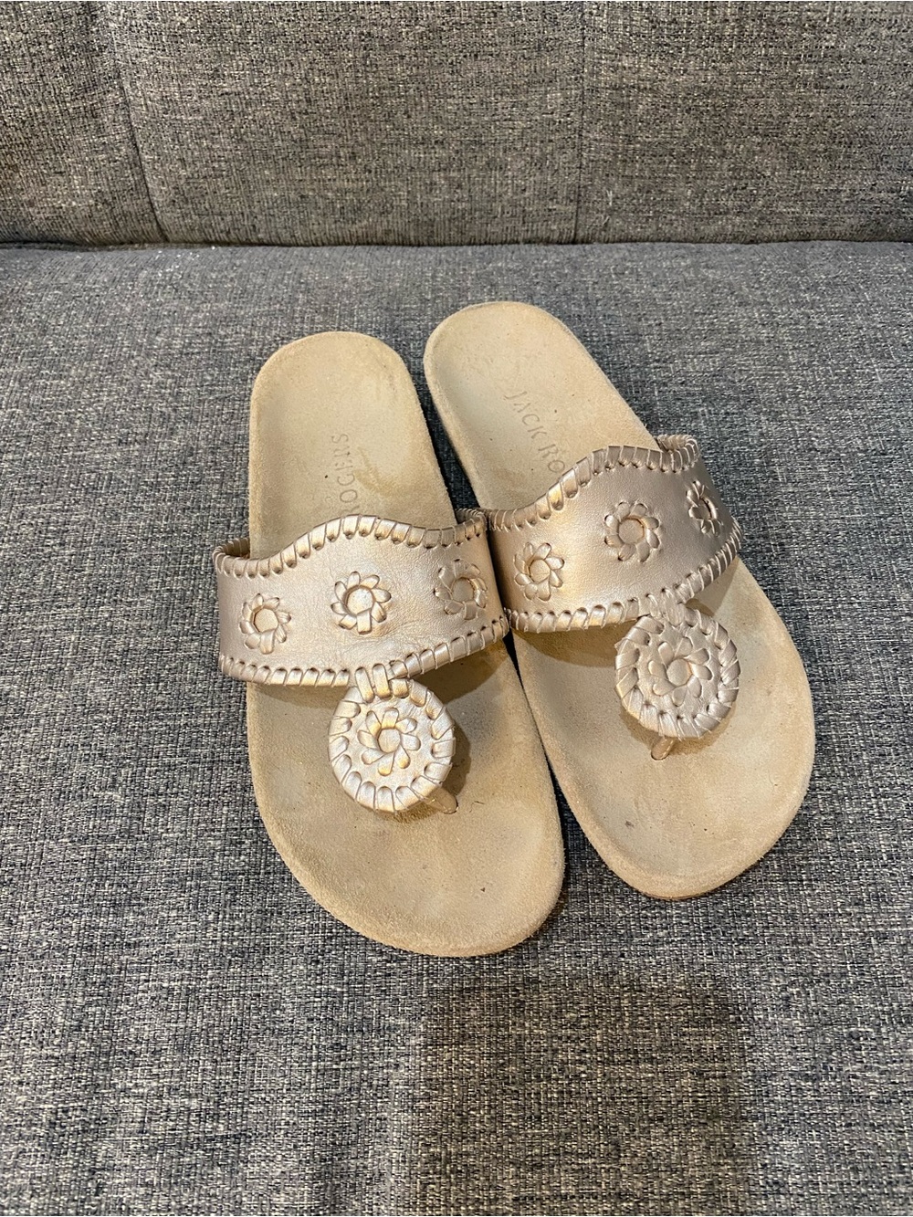 Jack Rogers Jacks Comfort Metallic Gold Sandals Women’s Size 6